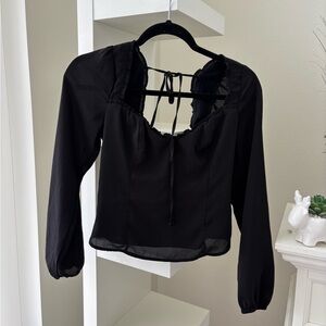 Abercrombie & Fitch Black Blouse with Tie Detail